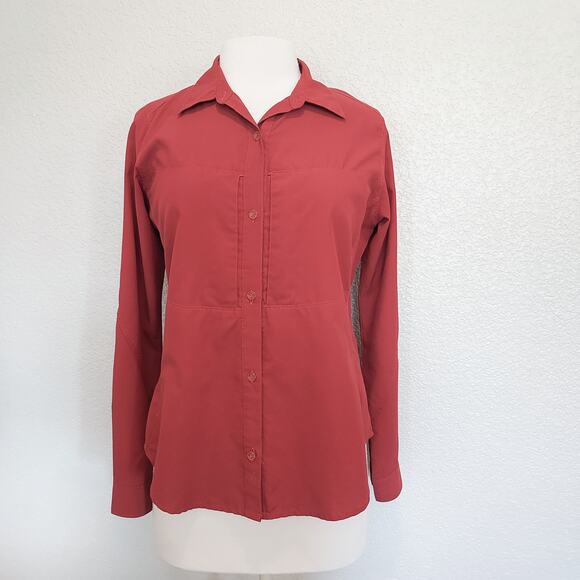 Royal Robbins Red Button Down Vented Shirt Size M - Picture 1 of 13